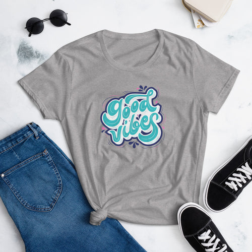 GOOD VIBES (AQUA)- Women's t-shirt FIT